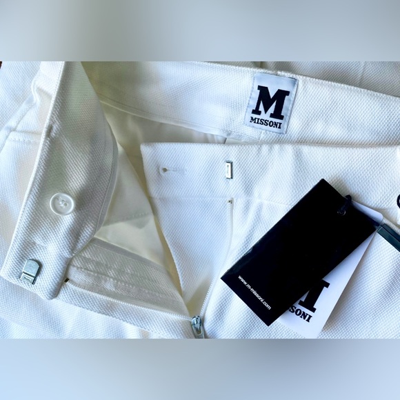 M Missoni Ankle Zip Straight Leg Pants White Sz 40 IT/4 US *NWT* - Picture 7 of 11